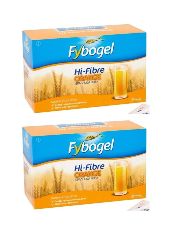 Fybogel Orange Ispaghula Husk Natural Fibre Drink - 30 Sachets 2PCS - Image 2