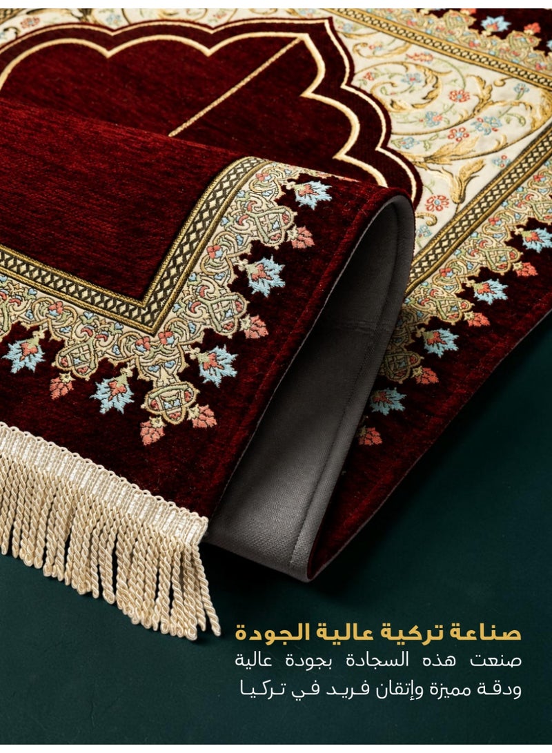 الفاتح سجادة صلاة شانيل تركية فاخرة مبطنة بالإسفنج الحراري بتصميم إسلامي حصري مميز مقاس 120×70 سم - Image 2