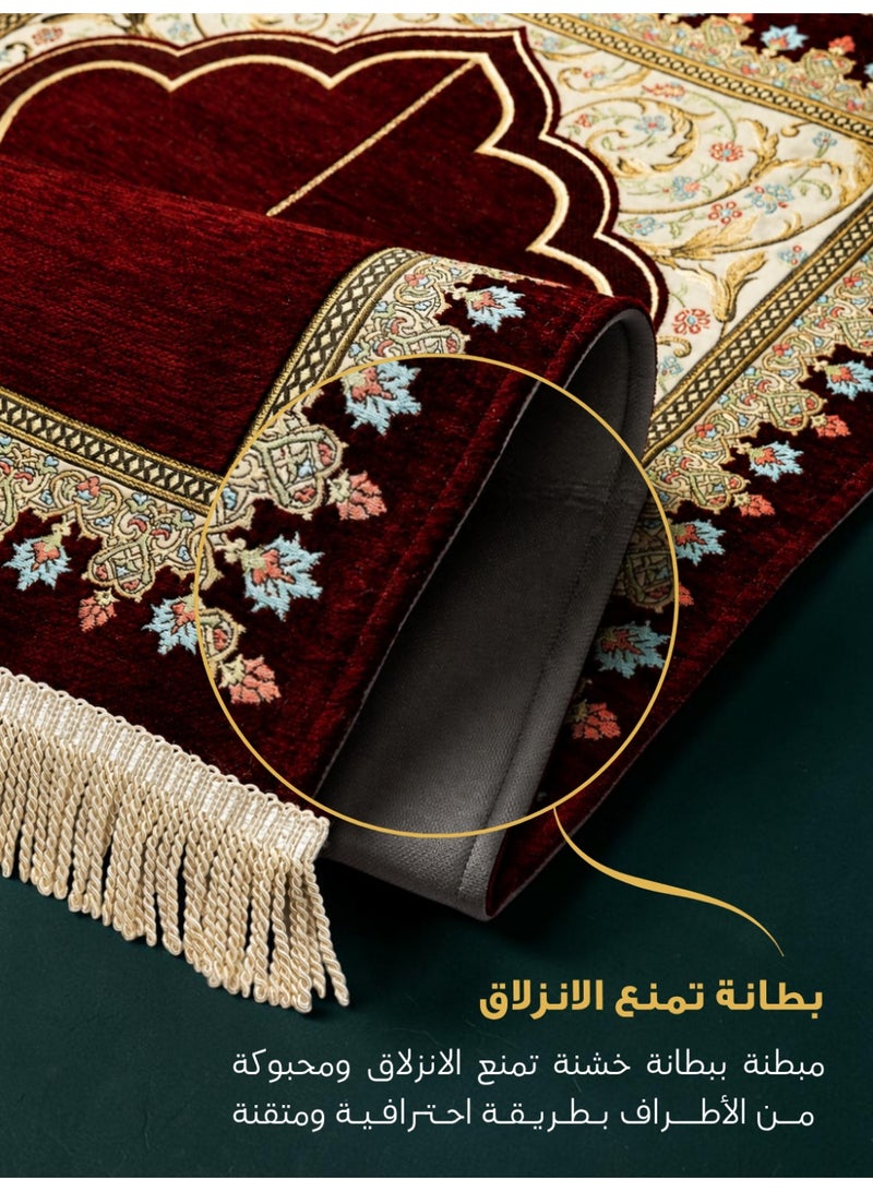 الفاتح سجادة صلاة شانيل تركية فاخرة مبطنة بالإسفنج الحراري بتصميم إسلامي حصري مميز مقاس 120×70 سم - Image 5