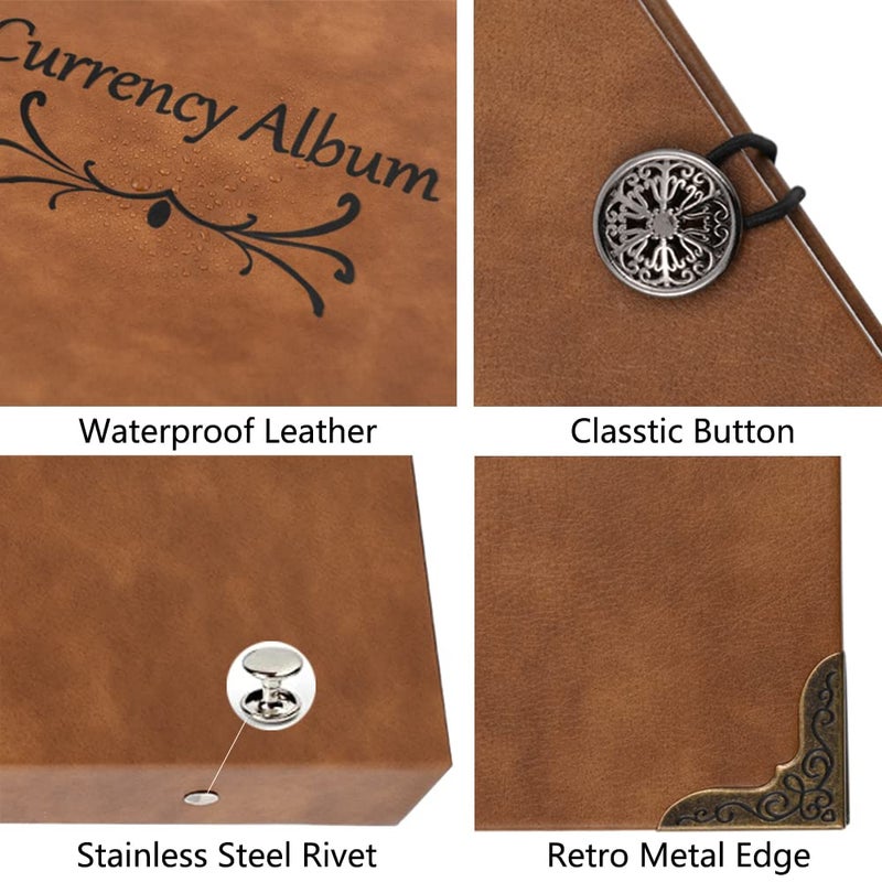 Jayen 120 Pockets Currency Album, Paper Money Banknote Collection Book Bills Holders Supplies for Collectors (40 Sheets) - Image 3