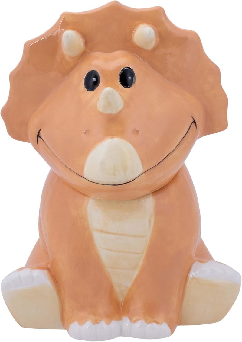 100 North Dolomite Ceramic 9.9 x 9.6 Everyday Cookie & Candy Jar with Airtight Lid: Perfect for Kitchen Canisters, Pet Treat Containers & Decorative Storage, Tan Triceratops Dinosaur - Image 1