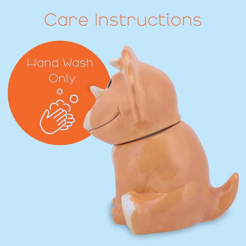 100 North Dolomite Ceramic 9.9 x 9.6 Everyday Cookie & Candy Jar with Airtight Lid: Perfect for Kitchen Canisters, Pet Treat Containers & Decorative Storage, Tan Triceratops Dinosaur - Image 3