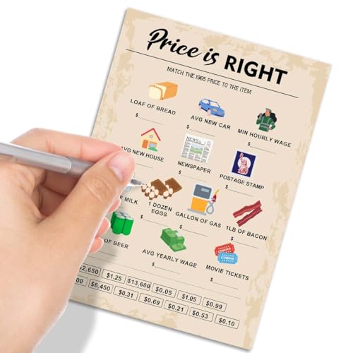 QUPT 60th Birthday Party Games, Price is Right Games, Birthday Party Supplies for Adults, Fun 1965s Party Game，Pack of 30 Cards - Image 4