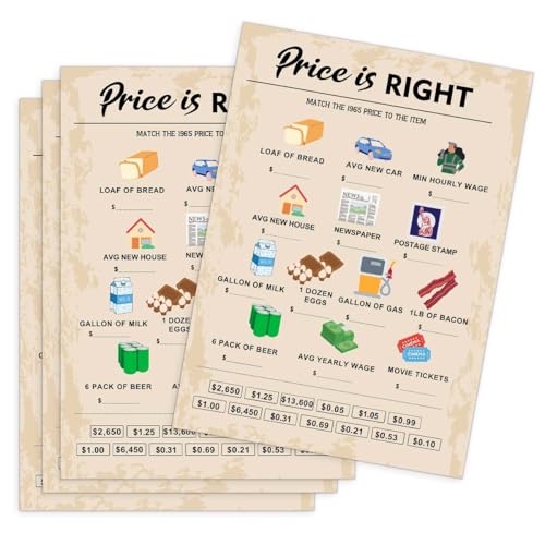 QUPT 60th Birthday Party Games, Price is Right Games, Birthday Party Supplies for Adults, Fun 1965s Party Game，Pack of 30 Cards - Image 1
