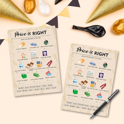 QUPT 60th Birthday Party Games, Price is Right Games, Birthday Party Supplies for Adults, Fun 1965s Party Game，Pack of 30 Cards - Image 5