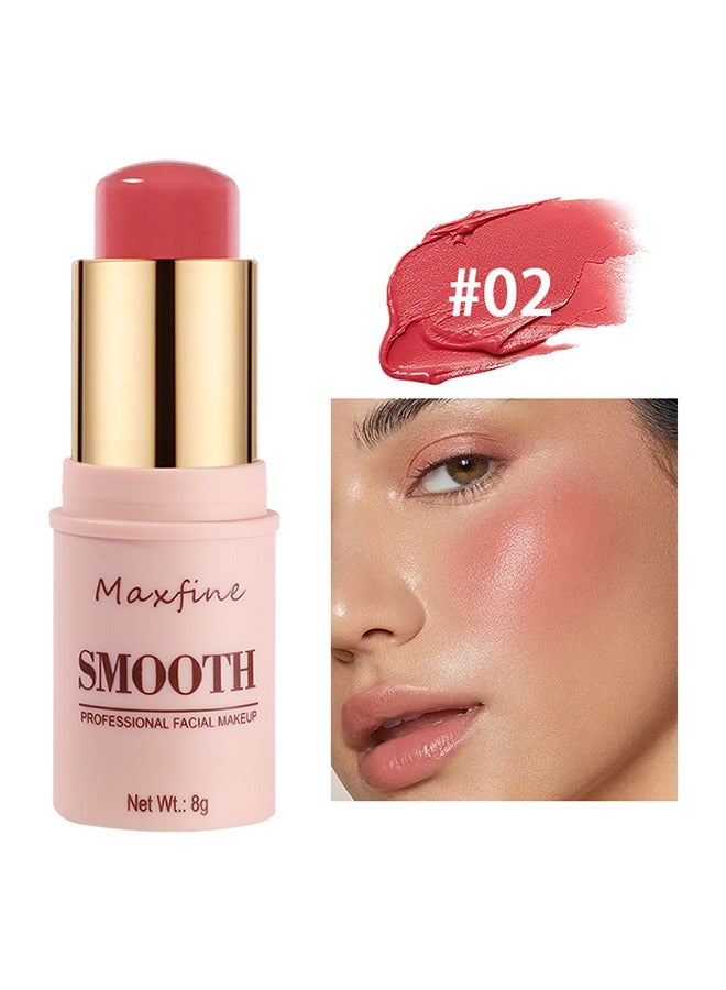 ماكس فاين مكياج الوجه الاحترافي الناعم ، الخدود والشفاه والعيون ، أحمر الخدود الكريمي 3 في 1 ، الترطيب والاحتفاظ بالمكياج طويل الأمد (# 02) - Image 1