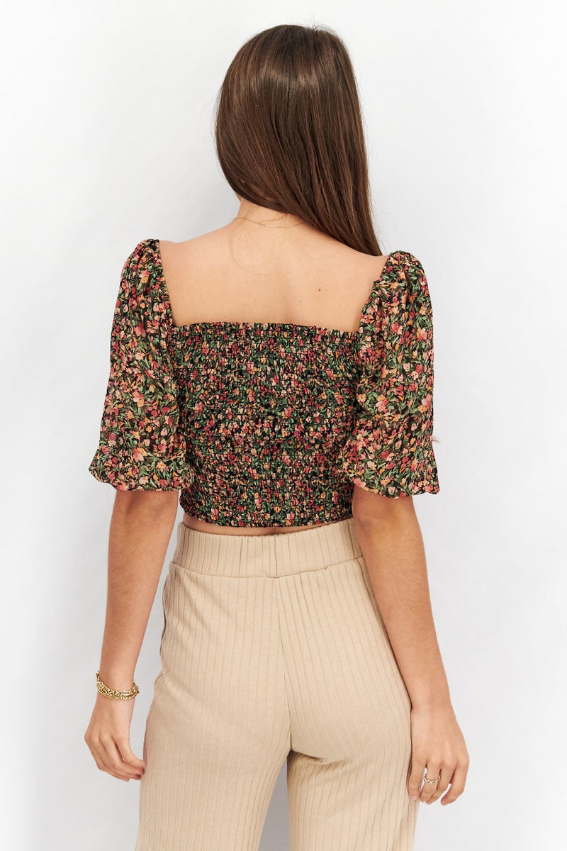 STEVE MADDEN BB Dakota by Steve Madden Women Off Shoulder Neck Short Sleeves Floral Print Top, Multicolor - Image 3