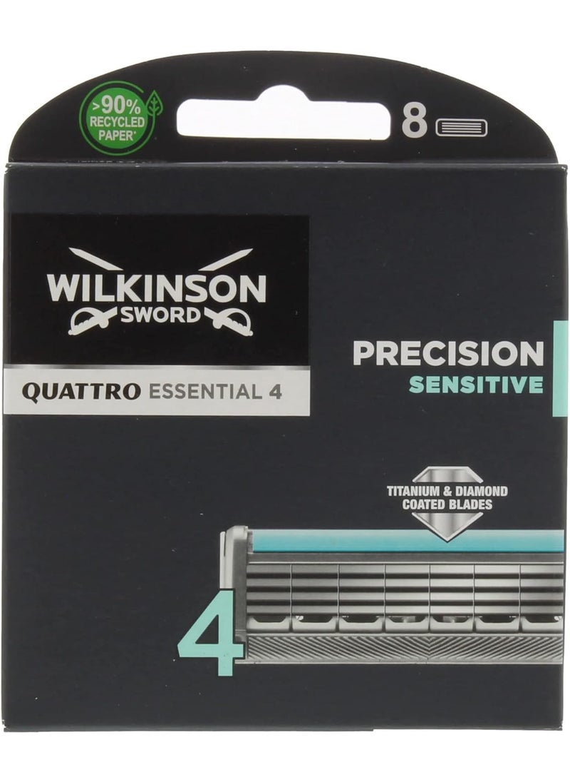 WILKINSON - Wilkinson Sword Quattro Titanium Sensitive Refill Razor Blade Cartridges - Cartridges - 8 Count - Image 1