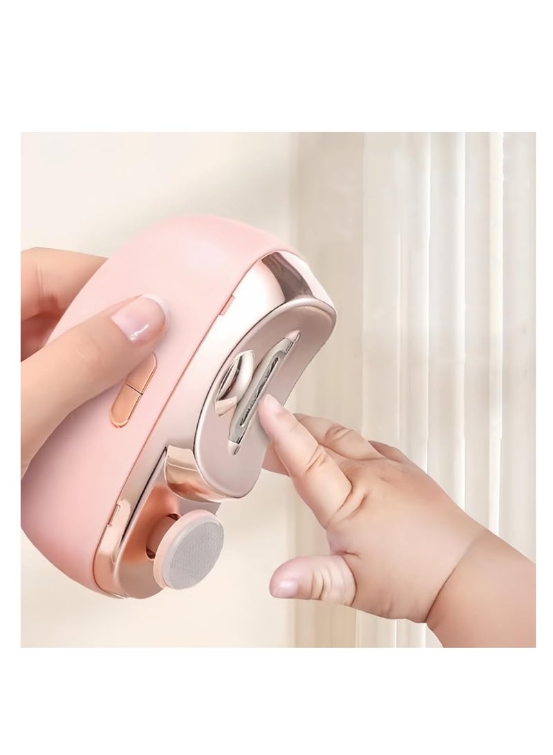 CityRiya-Long 2 in 1 Electric Nail Clippers, Electric Nail Cutter and Nail Polishing with Light and Nail Scraps Storage, Automatic Nail Trimmer for Baby Kids Adult and Elderly, Faster, Easier and Safer (Pink)  - Image 1