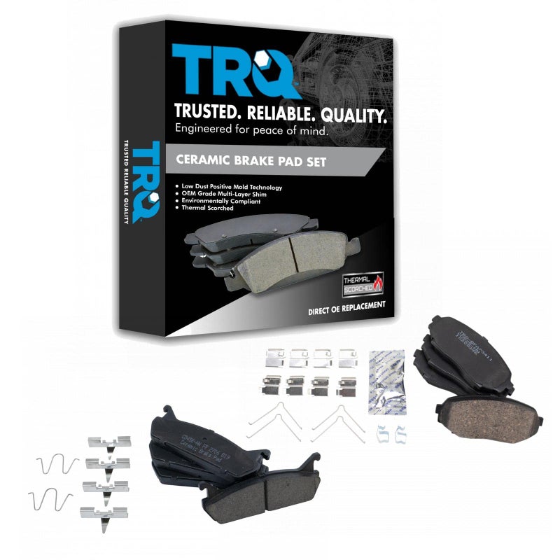 TRQ Front Rear Brake Pads Ceramic Compatible with 19901993 Mazda Miata