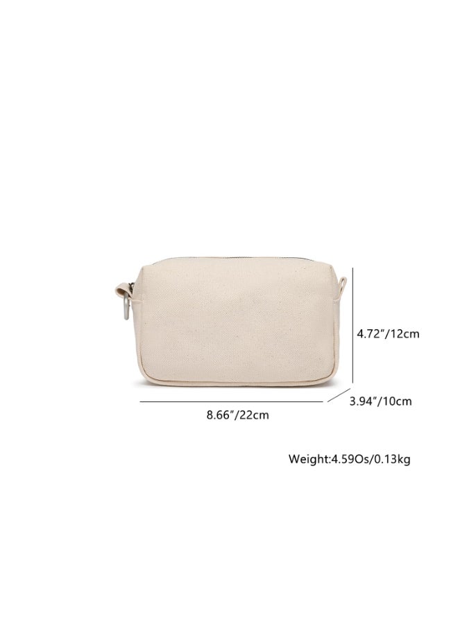 YONBEN Organizer Bag Lightweight Cosmetic Bag with Ring Clasp Perfect Travel Makeup Bag for Womennylon Stand Up Design BeigeCanvas - Image 4