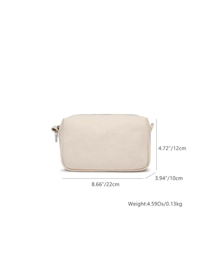 YONBEN Organizer Bag Lightweight Cosmetic Bag with Ring Clasp Perfect Travel Makeup Bag for Womennylon Stand Up Design BeigeCanvas - Image 3