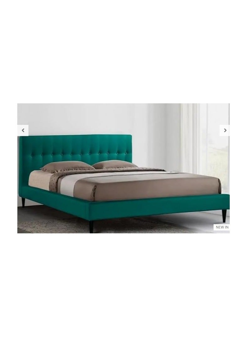 Ripple FURNITURE Upholstered Velvet Bed Frame Bedroom Furniture Strong And Sturdy Modern Design Wooden Double Bed | Quiet & Comfortable Bed With Free Installation 