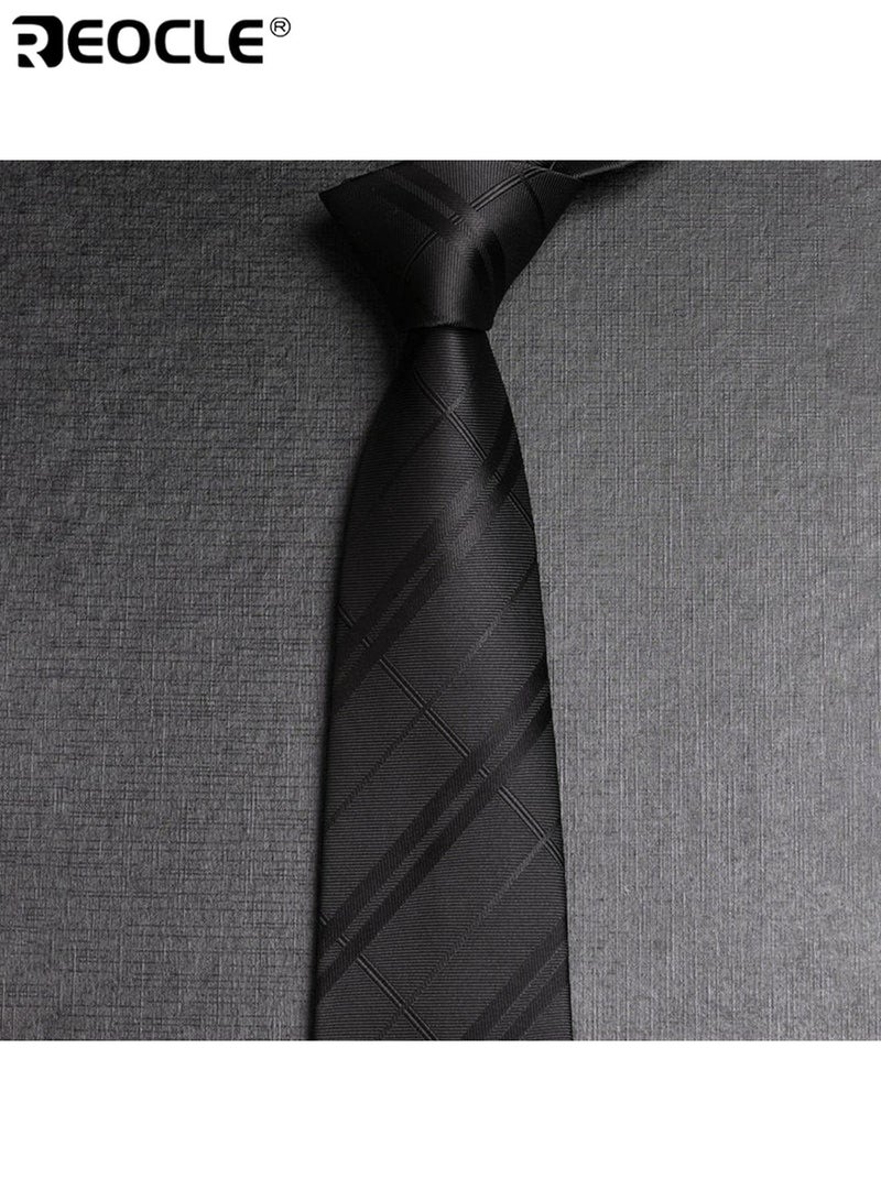REOCLE Men's 8cm Width Diagonal Stripe Tie High-Quality Business Accessory Versatile Design Suitable for Work Weddings Formal Occasions Professional Events Ceremonies Stylish Elegant Durable Wrinkle-Resistant Fabric Classic Pattern Ideal Necktie for Men Gentlemen - Image 5