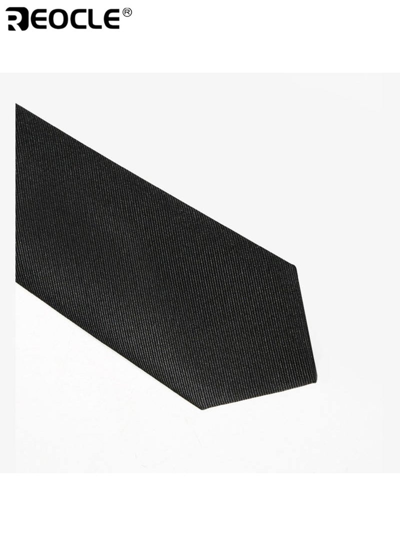REOCLE Men's 8cm Width Diagonal Stripe Tie High-Quality Business Accessory Versatile Design Suitable for Work Weddings Formal Occasions Professional Events Ceremonies Stylish Elegant Durable Wrinkle-Resistant Fabric Classic Pattern Ideal Necktie for Men Gentlemen - Image 3