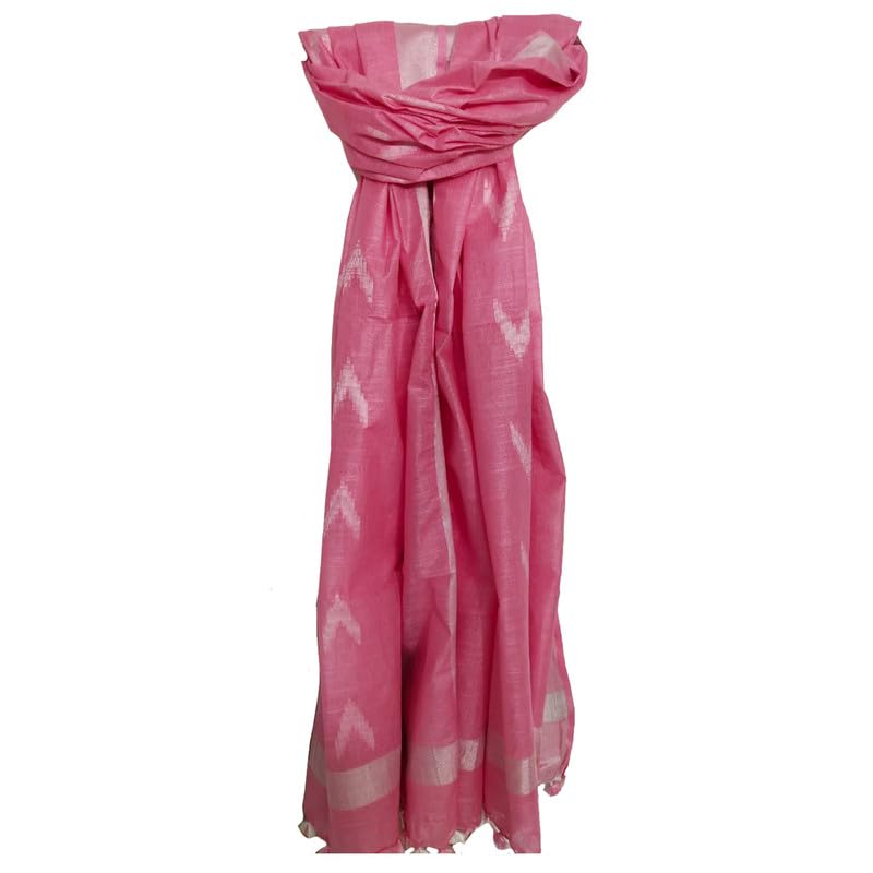SheenKraft | Women's Handloom Linen Cotton Blend Bhagalpuri Ikkat Dupatta with Zari Designed Free Size_Color Variation (12006 Blush_Pink) - Image 3