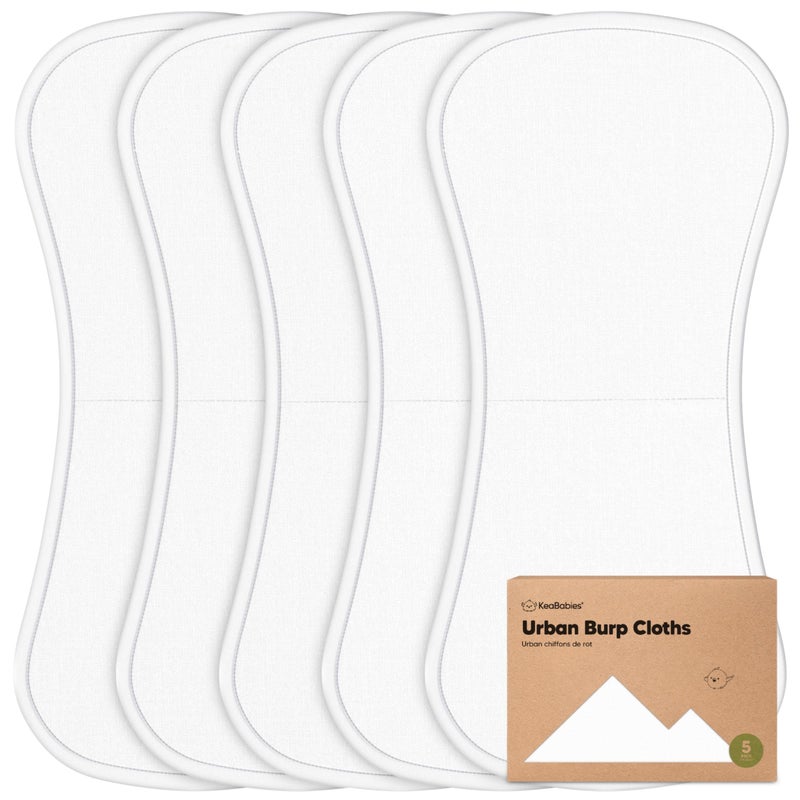 KeaBabies Organic Burp Cloths Baby Boy & Girl - 5-Pack Super Absorbent Cotton Burping Cloths for Babies, Soft & Plush Newborn Spit Up Rags, Infant Towels for Milk Spit Up, Unisex, Large 21" x 10" (Soft White) - Image 1