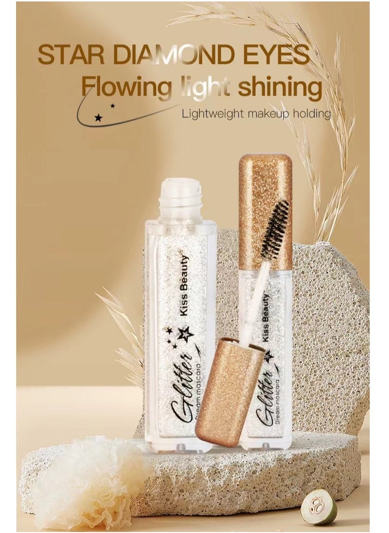 Kiss Beauty 6ml Eye Mascara Glitter Sparkle Makeup Eyelashes Length Exte Sparkle Mascara for Length & Volume – 6ml Glitter Eye Makeup for Stunning Lashes  - Image 4