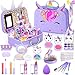 Mqsiuve Kids Makeup Kit for Girl NonToxic Kids Washable Makeup Girls Toys Girls Makeup Kit Princess Toys Real Play Makeup Set Birthday Girls Gift for Ages 3 5 6 7 8 9 1012 Year Old Purple - Image 2