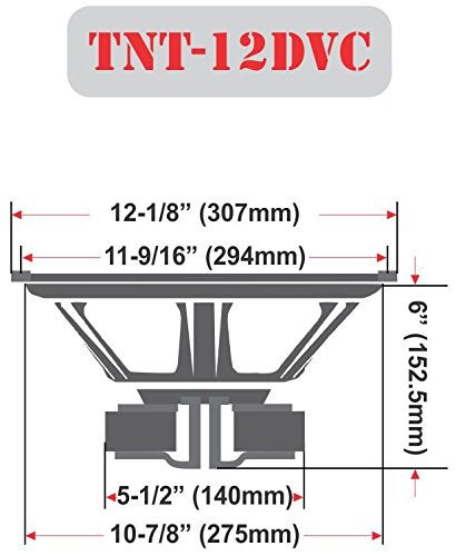 Earthquake Sound TNT-12DVC 12-inch Subwoofer with Dual 4-ohm Voice Coil, Red, Black, White - Image 3