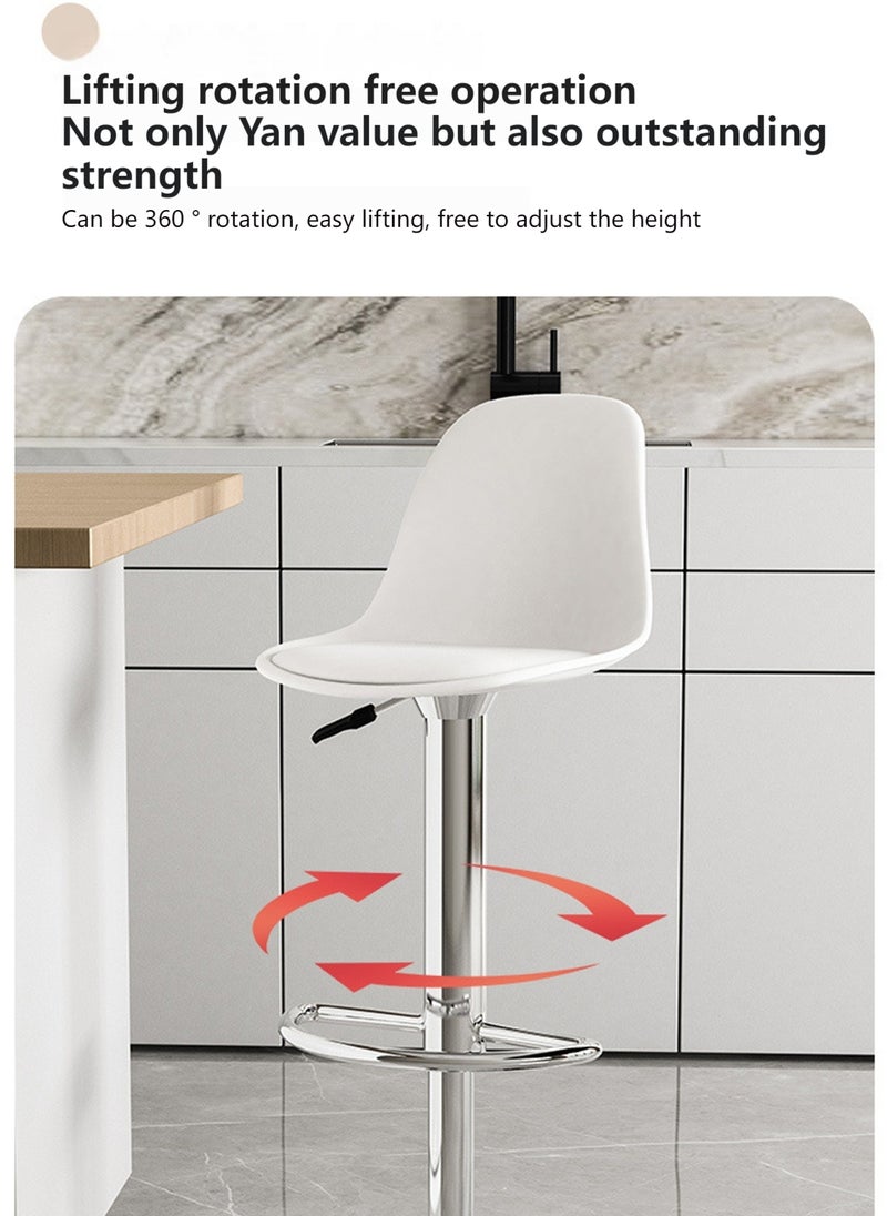 Sharpdo Simple Stainless Steel Household High Bar Stool, Swivel and Adjustable Height Backrest Bar Stool  - Image 4