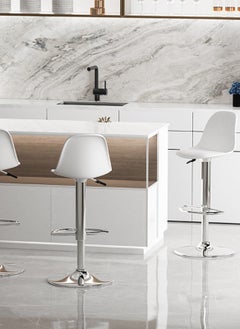 Sharpdo Simple Stainless Steel Household High Bar Stool, Swivel and Adjustable Height Backrest Bar Stool  - Image 3