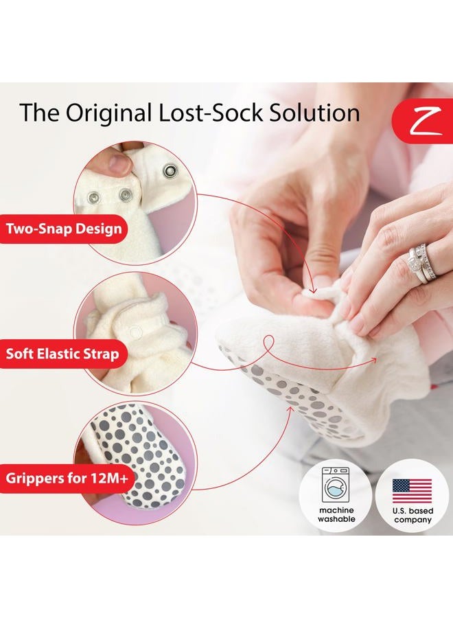 Zutano Unisex Cozie Fleece Baby Booties with Grippers, Baby Essentials, Cream, 12 Months Infant - Image 2