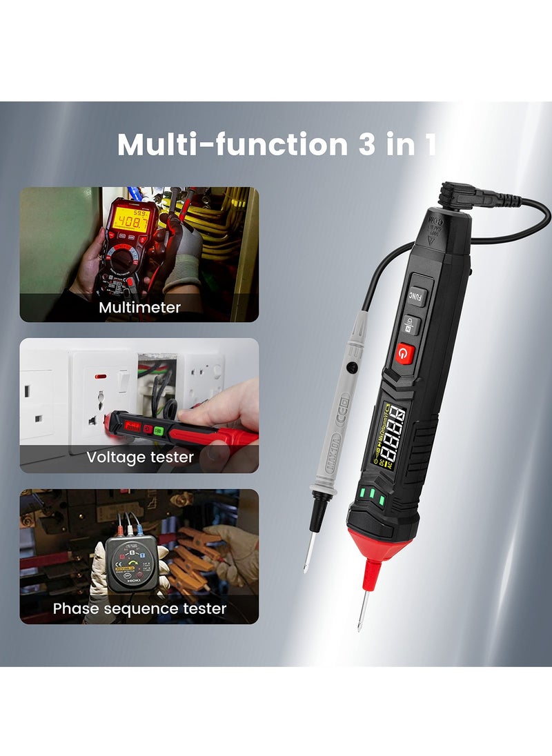 SYOSI Pen Type Voltage Tester Electrical Multimeter, 0.8V-600V AC DC, Live Wire Test, Capacitance, Resistance, Continuity, Diode, Professional Electrical Tester  - Image 3