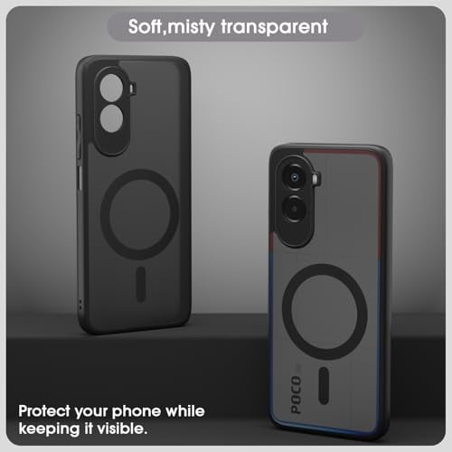 Pikkme Back Cover for Poco M7 Plus 5G Compatible with Mag-Safe Smoke Back | Shockproof Design | Hard Transparent Back Case (Black Smoke Mag-Safe) - Image 3