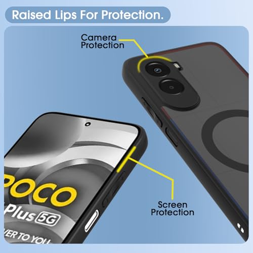 Pikkme Back Cover for Poco M7 Plus 5G Compatible with Mag-Safe Smoke Back | Shockproof Design | Hard Transparent Back Case (Black Smoke Mag-Safe) - Image 4