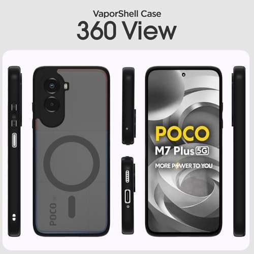 Pikkme Back Cover for Poco M7 Plus 5G Compatible with Mag-Safe Smoke Back | Shockproof Design | Hard Transparent Back Case (Black Smoke Mag-Safe) - Image 2