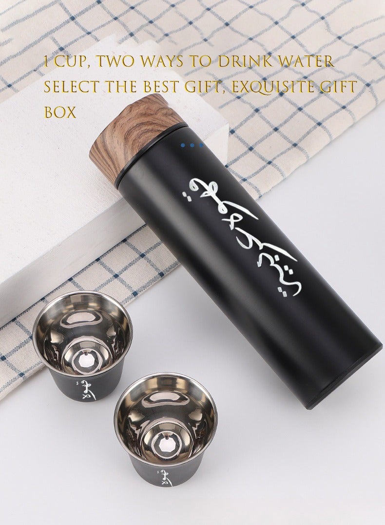 Arabic Coffee Bottle with 2 Cups Set, Coffee Travel Cup Glass Cup, Stainless Steel Vacuum Insulated Cup, 500ml Stainless Steel Thermos and 2PCS 80ml Double Layer Coffee Cups  - Image 4
