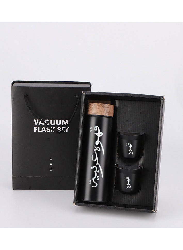 Arabic Coffee Bottle with 2 Cups Set, Coffee Travel Cup Glass Cup, Stainless Steel Vacuum Insulated Cup, 500ml Stainless Steel Thermos and 2PCS 80ml Double Layer Coffee Cups  - Image 2
