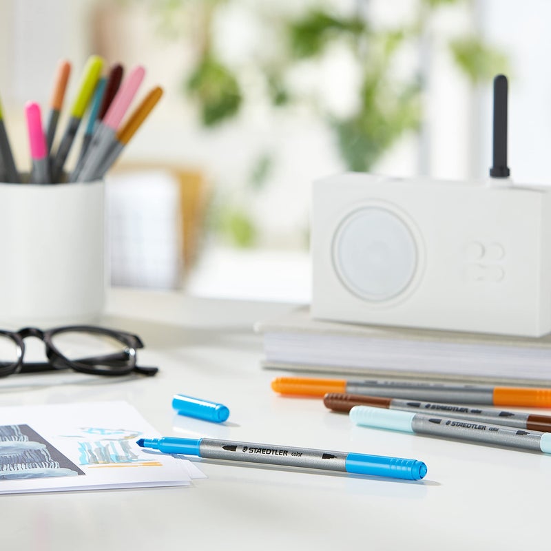 ستدلر أقلام قلوماستر ذات رأسين ، حبر قابل للغسل ، للكتابة والتلوين ، 120 لونًا متنوعًا - Image 2