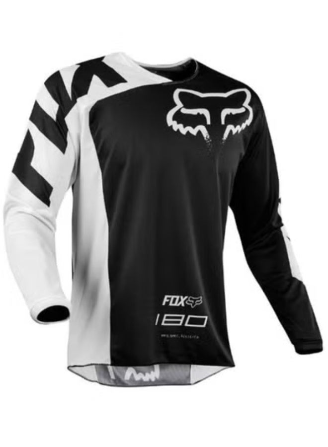 Racing 180 Black White Motocross Long-Sleeve Jersey-XXL