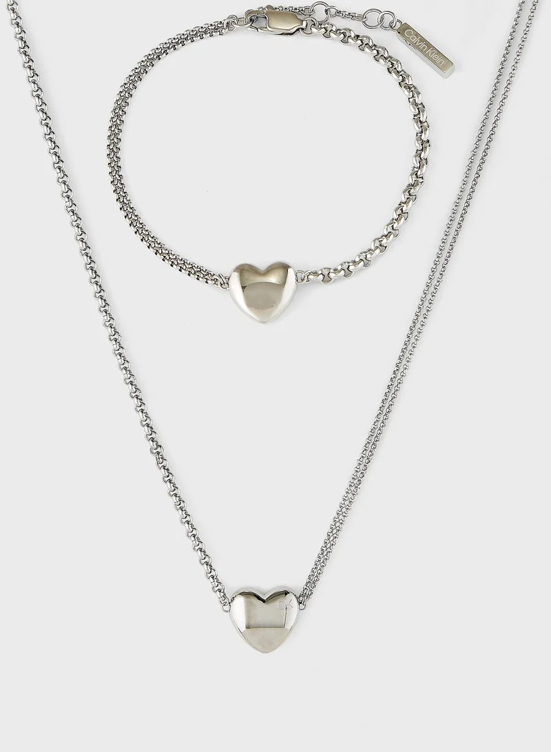 CALVIN KLEIN Set Of Sculptural Bracelet and Necklace