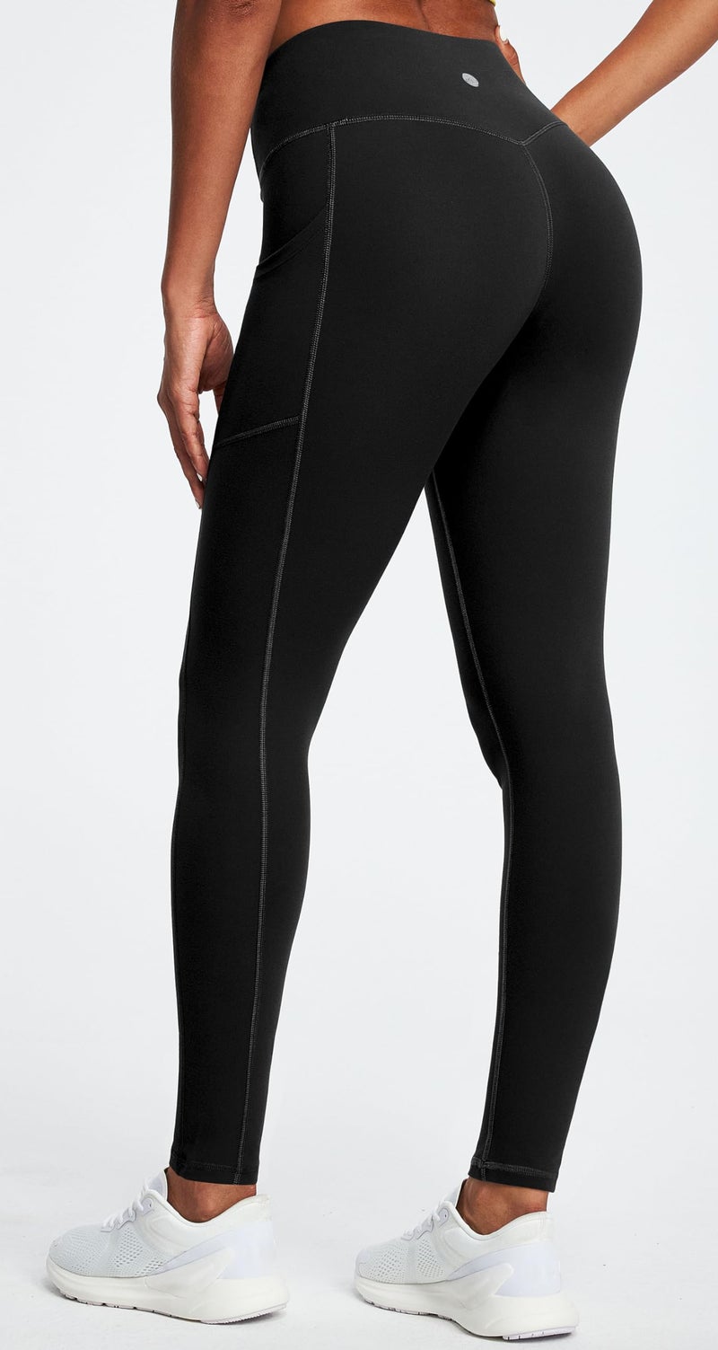 Heathyoga Leggings with Pockets for Women Tummy Control High Waisted Yoga Pants with Pockets for Women Compression Leggings Black - Image 2