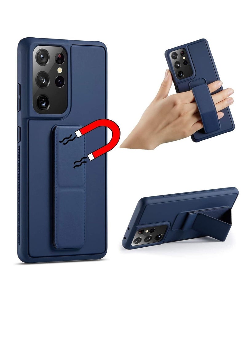 BGM Compatible with Samsung Galaxy S22 Slim Hard Silicone Gel Rubber Premium TPU Fold-able Magnetic Kickstand 