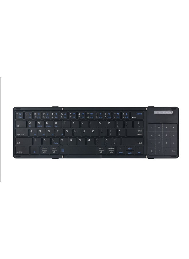 Generic - Tri-fold Three-mode Wireless Bluetooth Keyboard Rechargeable Silent Key Mobile Tablet Laptop Notebook Multi-device-Color:Touchpad Number Two-in-one - Image 1