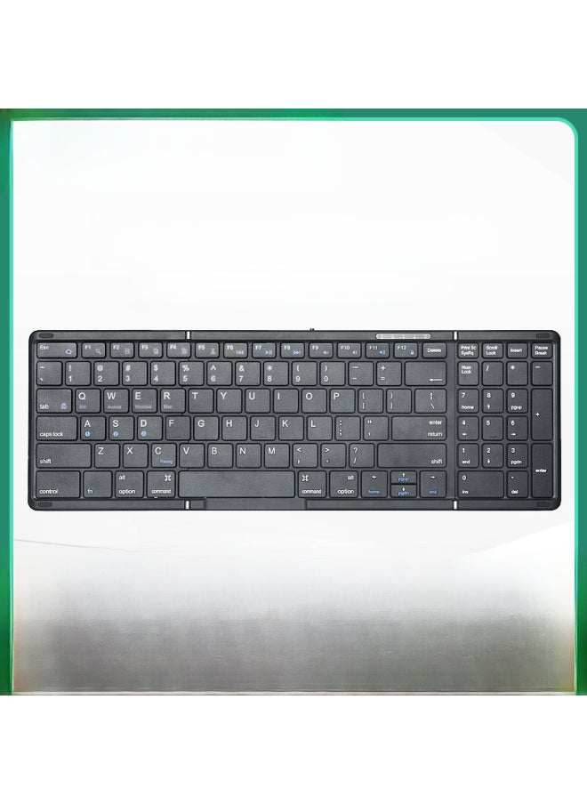 Generic - Tri-fold Three-mode Wireless Bluetooth Keyboard Rechargeable Silent Key Mobile Tablet Laptop Notebook Multi-device-Color:Touchpad Number Two-in-one - Image 1