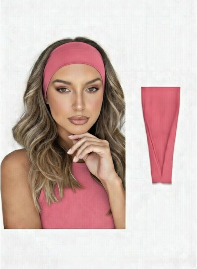 Fashion Headbands For Women Wide Headband Yoga Workout Head Bands Hair Accessories(Pink) - Image 1