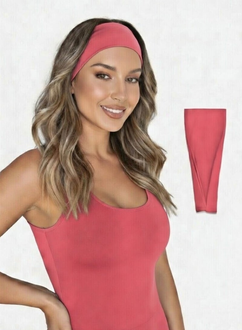 Fashion Headbands For Women Wide Headband Yoga Workout Head Bands Hair Accessories(Pink) - Image 2