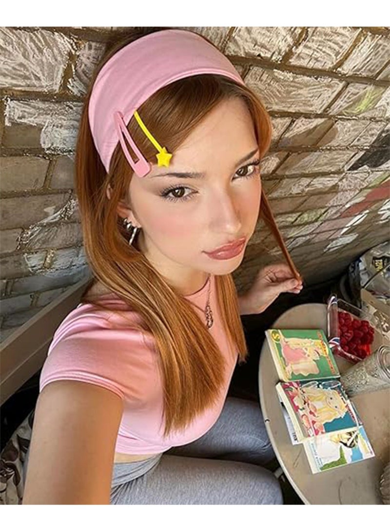 Fashion Headbands For Women Wide Headband Yoga Workout Head Bands Hair Accessories(Pink) - Image 4