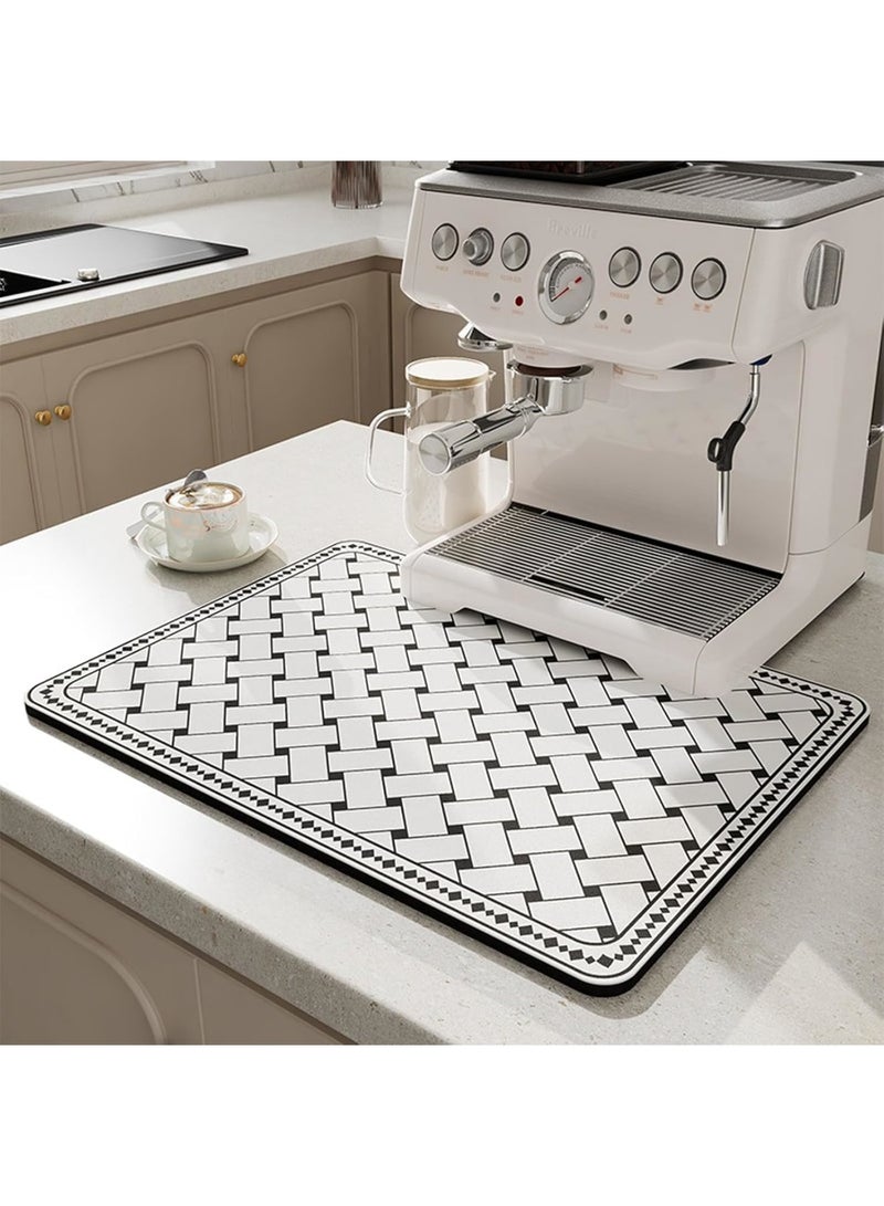 Suntown Coffee Mat Bar for Countertops, Accessories Fit Under Maker Espresso Machine, Absorbent Hide Stain Rubber Mat, Dish Drying Kitchen Counter - 16"x20" - Image 1