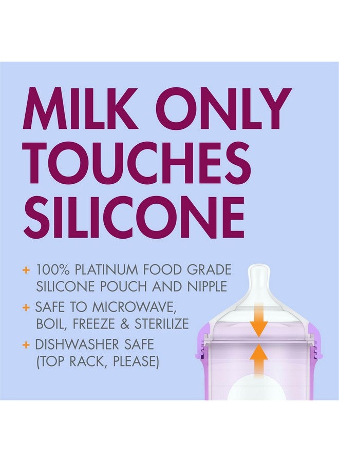 بون زجاجات الرضاعة القابلة لإعادة الاستخدام من Boon Nursh المصنوعة من السيليكون - حلمة متوسطة التدفق - جراب وحلمة من السيليكون لزجاجات الرضاعة - أساسيات تغذية الطفل - معدنية - من 3 إلى 6 أشهر - 3 قطع - 8 أونصة - Image 4