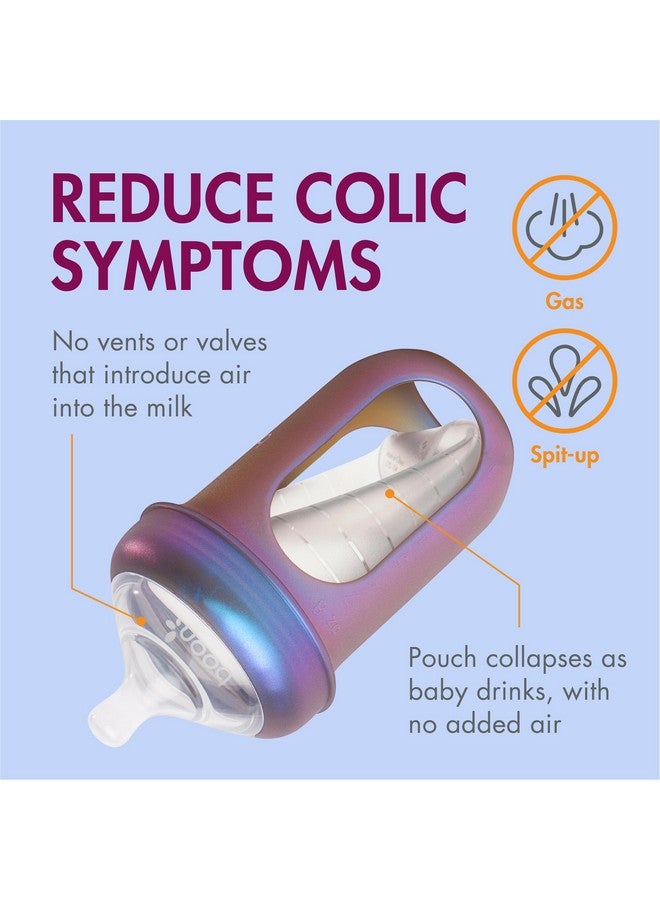 بون زجاجات الرضاعة القابلة لإعادة الاستخدام من Boon Nursh المصنوعة من السيليكون - حلمة متوسطة التدفق - جراب وحلمة من السيليكون لزجاجات الرضاعة - أساسيات تغذية الطفل - معدنية - من 3 إلى 6 أشهر - 3 قطع - 8 أونصة - Image 2