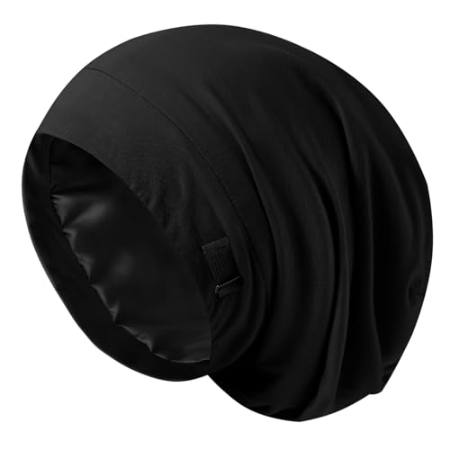 ZHENSILK Silk Satin Lined Bonnet for Sleeping Adjustable Hair Bonnet for Women Men - Image 1