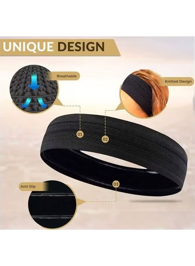 Generic 2 PCS Fashion Sports Non Slip Headbands , Soft Cotton Cloth Stretchy Headbands For Workout Yoga Running  - Image 2