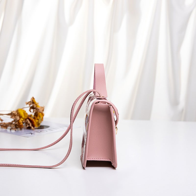 New Korean Style Women'S Bag Daisy Print Shoulder Jelly Mother And Child Transparent Small Square Bag 2023 Summer And Autumn Crossbody Bag - Image 5