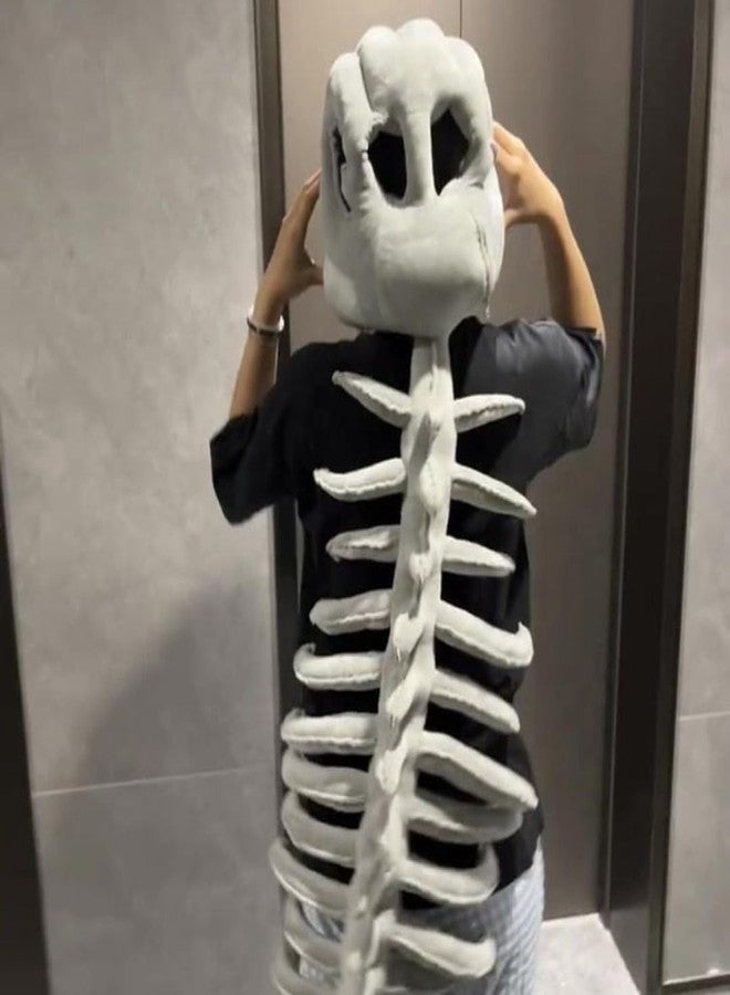 TechMax Solution Realistic Dinosaur Skeleton Costume Set, Wearable Skeleton Plush, 3D Dino Skull Headpiece and Spine Costume for Cosplay - Image 5